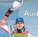  ?? [ „USA Today“Sports] ?? Matthias Mayer strahlt, er gewann den Super-G von Lake Louise.