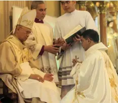  ??  ?? Cebu Archbishop Jose Palma presides over the ordination rites of Rev. Fr. Roderich Teriote at the Cebu Metropolit­an Cathedral. ALDO NELBERT BANAYNAL