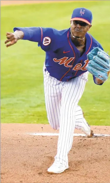  ?? AP ?? Marcus Stroman, who opted out of 2020 season, pitches for Mets for first time since September 2019.