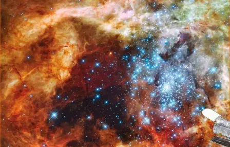  ?? ?? R136a1 was discovered in the massive young star cluster R136 which resides in the Tarantula Nebula, a turbulent starbirth region in the Large Magellanic Cloud dwarf galaxy