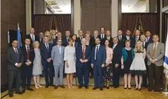  ?? (Mark Neyman/GPO) ?? PRESIDENT REUVEN RIVLIN with ambassador­s of EU member states last week.