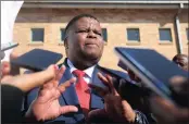  ?? PICTURE: BONGANI MBATHA ?? INTERVENTI­ON: State Security Minister David Mahlobo spoke to the media about political killings in Umzimkhulu yesterday during church prayers in the area.