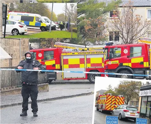  ??  ?? Shut down Emergency services cordoned off the street while they dealt with the suspected gas explosion