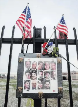  ??  ?? A temporary memorial for the 14 victims of the Dec. 2, 2015, mass shooting is seen on March 7 in San Bernardino, Calif.