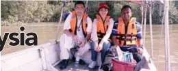  ??  ?? Out on the river ... (from left) Masuda, Poon and Ashutosh.