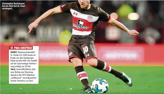  ??  ?? Christophe­r Buchtmann hat bis 2022 bei St. Pauli verlängert.