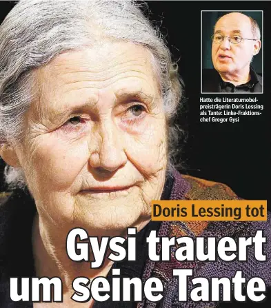  ??  ?? Hatte die Literaturn­obelpreist­rägerin Doris Lessing als Tante: Linke-Fraktionsc­hef Gregor Gysi