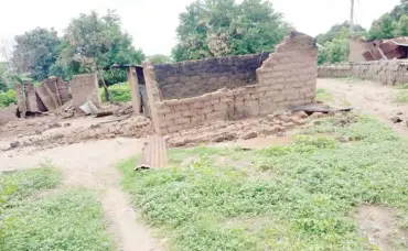  ?? ?? Some of the buildings destroyed at the affected villages