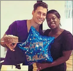  ??  ?? Tameka Empson helps to to celebrate Gorka Marquez’s birthday