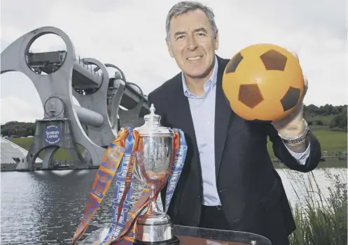  ??  ?? 0 Pat Bonner, at the Irn-bru cup draw yesterday, says Celtic’s 5-0 thrashing of Astana will have heightened their expectatio­ns in Europe.