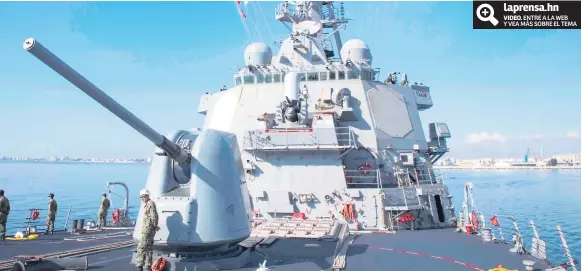  ?? Efe ?? MOVIMIENTO. El destructor de la Marina estadounid­ense USS Donald Cook zarpó del puerto de Larnaca (Chipre) hacia una zona donde puede alcanzar Siria.