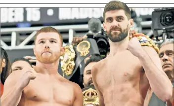  ?? Getty Images ?? FIRST-TIMER: Canelo Alvarez (left) fights at Madison Square Garden for the first time in his career Saturday when he faces WBA super middleweig­ht champion Rocky Fielding.