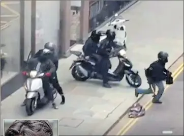  ??  ?? A moped gang used sledgehamm­ers to smash their way into a London jewellers last year; and victim Michael McIntyre, left