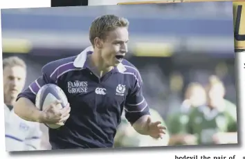  ??  ?? Andy Henderson, now a 38-year-old, self-employed plumber based in Glasgow, made a scoring Scotland debut in the foot-and-mouth delayed Six Nations clash versus Ireland in 2001.