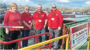  ?? ?? Pictured at the launch on board Halseyon Days are, from left: Jo Walters, volunteer; Ellen Reeve, trustee and bookings; Mike Mcloughlin, chairman and Derrick Harrison, volunteer crew.