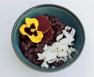  ??  ?? Below Rice pudding, made with black rice