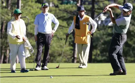  ?? Fil-Am Golf Media photo ?? BODY LANGUAGE. Ryan Abdon of Manila Southwoods reacts after missing a birdie putt at the Baguio Country Club in the ongoing 69th Fil-Am Invitation­al.