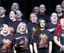  ??  ?? The High Hopes Choir performing at the Sligo Internatio­nal Choral Festival in the Knocknarea Arena last year.