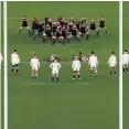  ??  ?? Defiance: England players confront the Haka