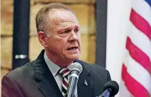  ?? [AP PHOTO] ?? Former Alabama Chief Justice and U.S. Senate candidate Roy Moore speaks Saturday at an event at the Vestavia Hills Public library in Birmingham, Ala.