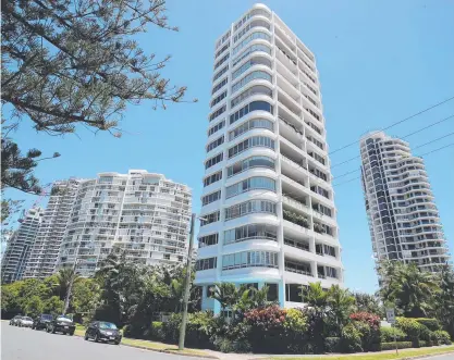  ?? ?? The George building on the corner of Stafford and Montgomery avenues, Main Beach. Picture: Glenn Hampson