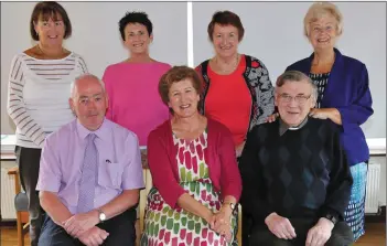  ?? Photo by Sheila Fitzgerald ?? Peg Fitzgerald pictured on her final day as Matron at Kanturk Community Hospital with Richard Buckley (Acting General Manager of Cork Community Hospitals), Canon Jackie Corkery, Mary Kelleher (Mallow Hospital Discharge Co-ordinator), Breda O’ Sullivan...