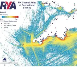  ??  ?? A B O V E Red zones indicate hot spots around the South West’s busiest harbours