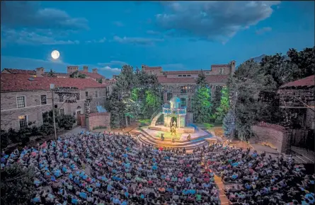  ?? Zachary Andrews / Courtesy photo ?? The Mary Rippon Outdoor Theatre shines under a supermoon at a previous Colorado Shakespear­e Festival. The festival will return in summer 2021, after having to postpone the 2020 season due to the pandemic.