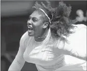 ?? NEIL HALL/AP ?? Serena Williams reacts after serving to Julia Goerges during their Wimbledon semifinal match Thursday.