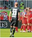  ?? Foto: Eibner ?? Die Heidenheim­er durften gegen Dynamo Dresden gleich zweimal jubeln.