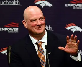  ?? Photos by Hyoung Chang, The Denver Post ?? Nathaniel Hackett introduced as Broncos new head coach on Jan. 28.