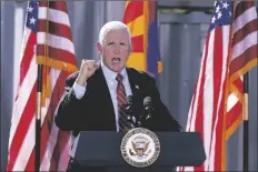  ?? ASSOCIATED PRESS ?? VICE PRESIDENT MIKE PENCE speaks at a campaign rally at TYR Tactical in Peoria, Ariz., on Thursday.