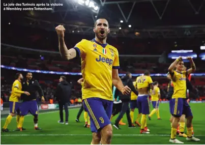  ??  ?? La joie des Turinois après la victoire à Wembley contre Tottenham.