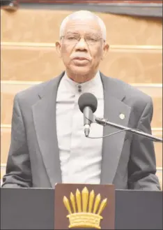  ??  ?? President David Granger addressing the NTC (Ministry of the Presidency photo)