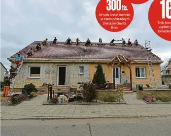  ?? Foto: Patrik Uhlíř, MAFRA ?? Nová střecha Rychlá pomoc je pro lidi v poničených moravských obcích důležitá.