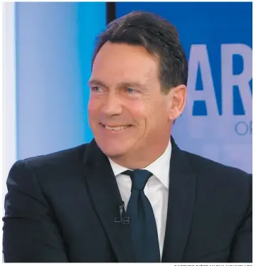  ?? CAPTURE D’ÉCRAN TVA NOUVELLES ?? Le PDG de Québecor, Pierre Karl Péladeau, en entrevue avec Mario Dumont, hier.