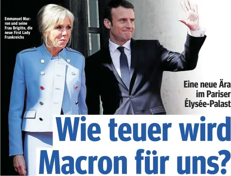  ??  ?? Emmanuel Macron und seine Frau Brigitte, die neue First Lady Frankreich­s