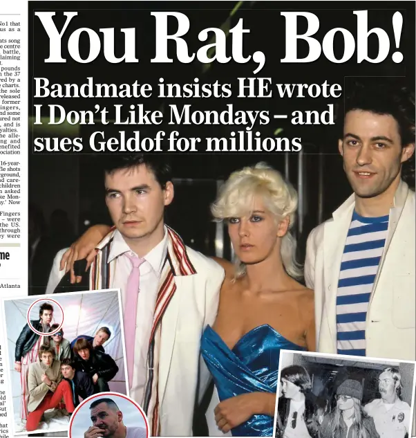  ??  ?? ROW: Johnnie Fingers, left, with Bob Geldof and Geldof’s future wife Paula Yates in 1979. Left: With the rest of the band, and more recently. Right: Killer Brenda Spencer, who inspired the song