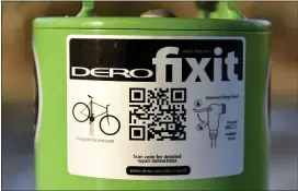  ??  ?? A QR code to scan for repair instructio­ns on a newly installed bicycle repair station on Old Mill Road in Wyomissing.