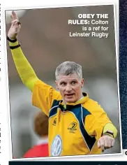  ??  ?? obey the rules: Colton is a ref for Leinster Rugby