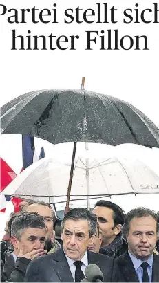  ?? FOTO: ACTION PRESS ?? Fillon spricht am Sonntag vor Anhängern in Paris.