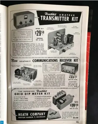  ?? ?? Photo 1: An early Heathkit ad. Photo 2: The range is growing. Photo 3: The single band HW-32A. Photo 4: The SB102 transceive­r. Photo 5: The HW100. Photo 6: A classic line-up with scope, speaker and power/SWR meter. 2