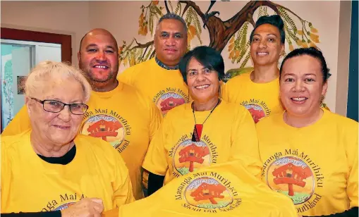  ?? JOHN HAWKINS/STUFF 634832897 ?? Coming together to fight suicide are, front from left, Dawn Wybrow, Hani Light and Leoma Tawaroa and back from left, Cedric Blair, Daniel Tawaroa and Sheryl Henare.
