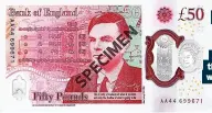  ?? ?? The new £50 note featuring scientist Alan Turing and the £20 note with an image of artist JMW Turner