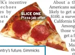  ??  ?? SLICE ONE Pizza jab offer