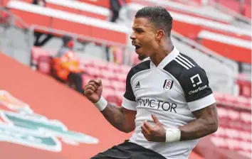  ?? Reuters ?? Fulham’s Mario Lemina celebrates after scoring their eventual winner against Liverpool in the English Premier League clash yesterday. Liverpool suffered their sixth straight home loss.