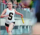  ?? SARAH GORDON/THE DAY ?? Stonington High School’s Gwen Andersen was to be the fastest returning 200-meter runner in the ECC after finishing second last season and was looking forward to returning from a hamstring injury she suffered during indoor track.