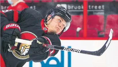  ?? SEAN KILPATRICK THE CANADIAN PRESS ?? Teen star Tim Stützle likes the Senators’ young core, which includes the likes of Josh Norris, Shane Pinto, Thomas Chabot and, if they can get his signature on a contract, Brady Tkachuk. GM Pierre Dorion says the team is “stepping into another zone.” this year.