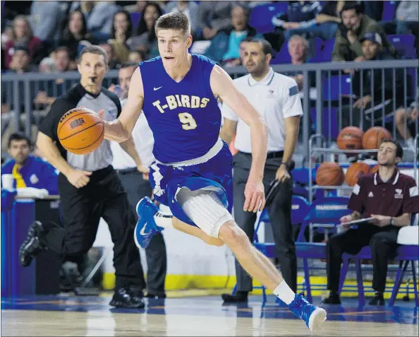  ?? RICHARD LAM/UBC ATHLETICS ?? UBC Thunderbir­ds guard/forward Conor Morgan has his game back in high gear after returning to his Victoria home over the holiday break for a shooting session with his dad Dave, a former MVP at the B.C. high school basketball championsh­ips.