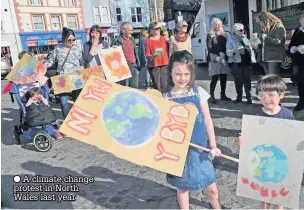  ??  ?? A climate change protest in North Wales last year